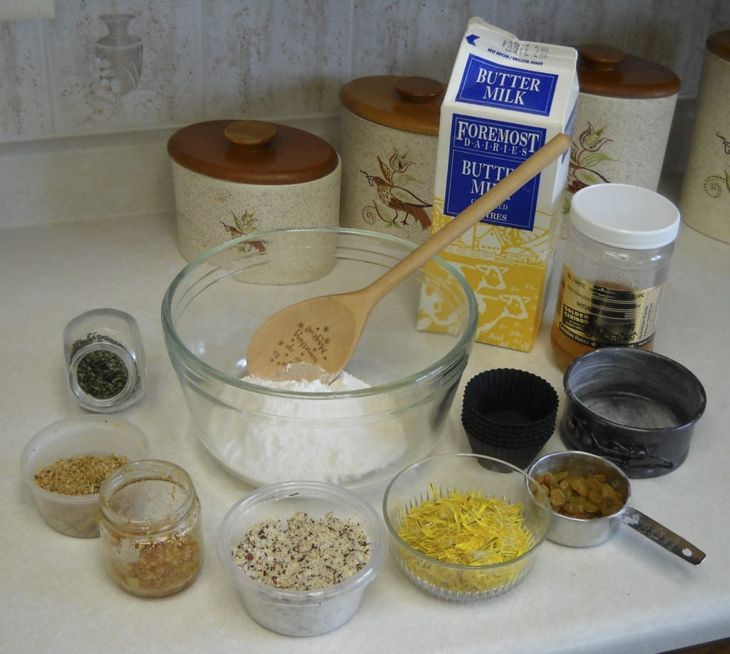 Dandelion Muffins with Thyme, Raisins and Hazelnuts from My Kitchen Wand