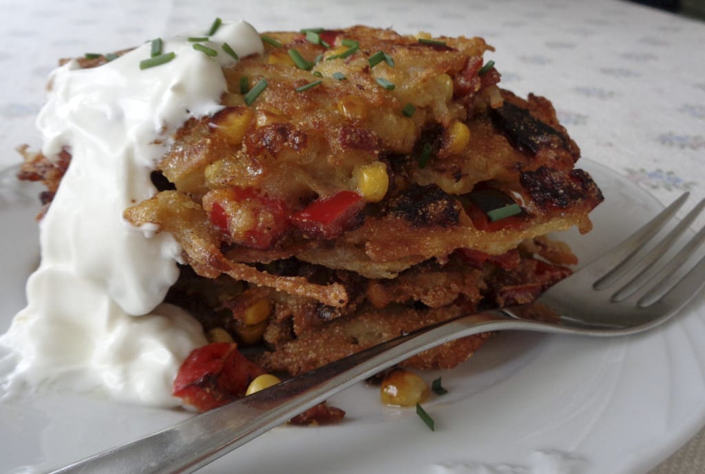 Fresh Corn and Red Pepper Cakes from My Kitchen Wand