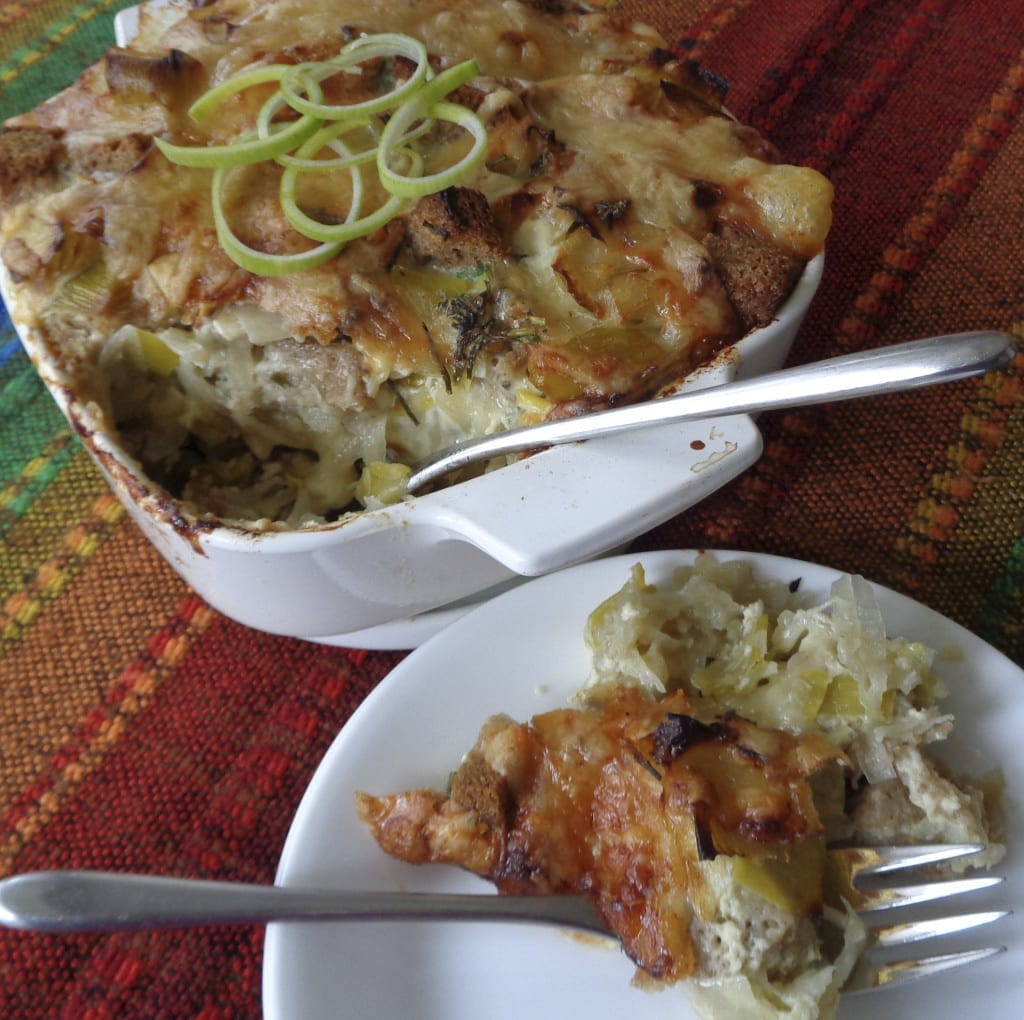Leek and Potato Bread Pudding from My Kitchen Wand