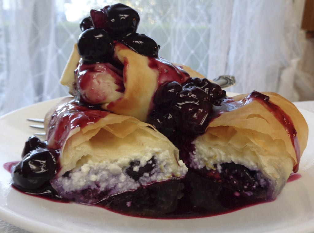 Ricotta Filo Rolls with Blueberries from My Kitchen Wand