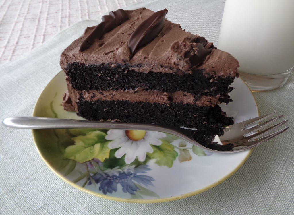 A slice of Chocolate Mint Cake from My Kitchen Wand