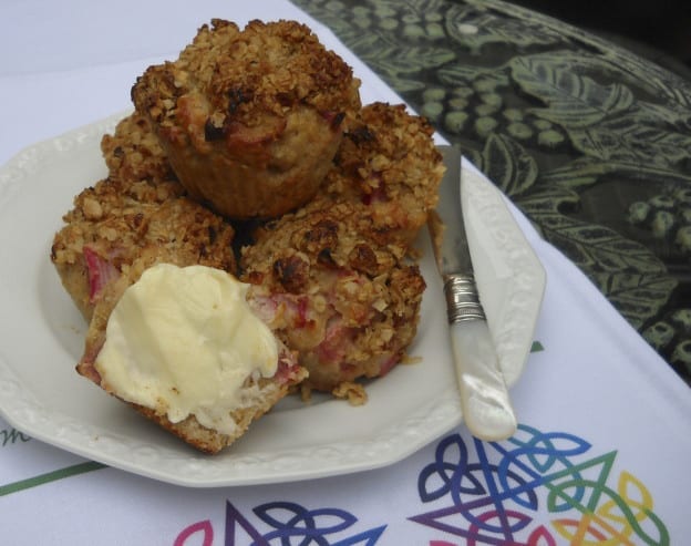 Rhubarb & Orange Oatmeal muffins with Hazelnut topping from My Kitchen Wand