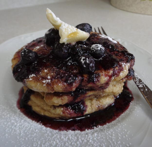 Einkorn Pancakes with Blueberries and Blackberry Puree from My Kitchen Wand