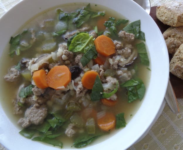 Turkey Barley Spinach Soup from My Kitchen Wand