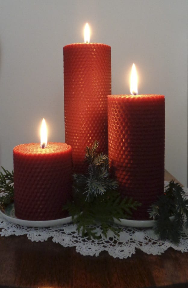 Rolled Beeswax Pillar Candles from My Kitchen Wand