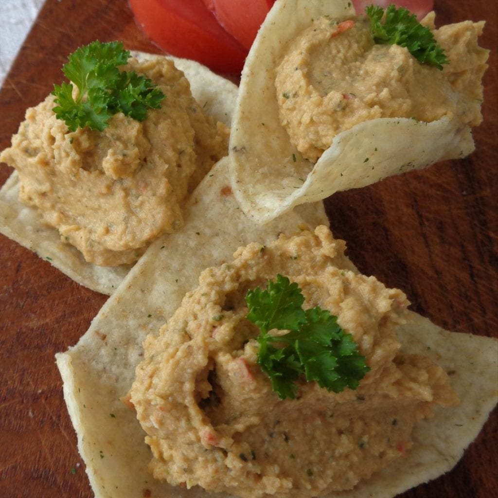 Fresh Herbs & Roasted Red Pepper Hummus from My Kitchen Wand