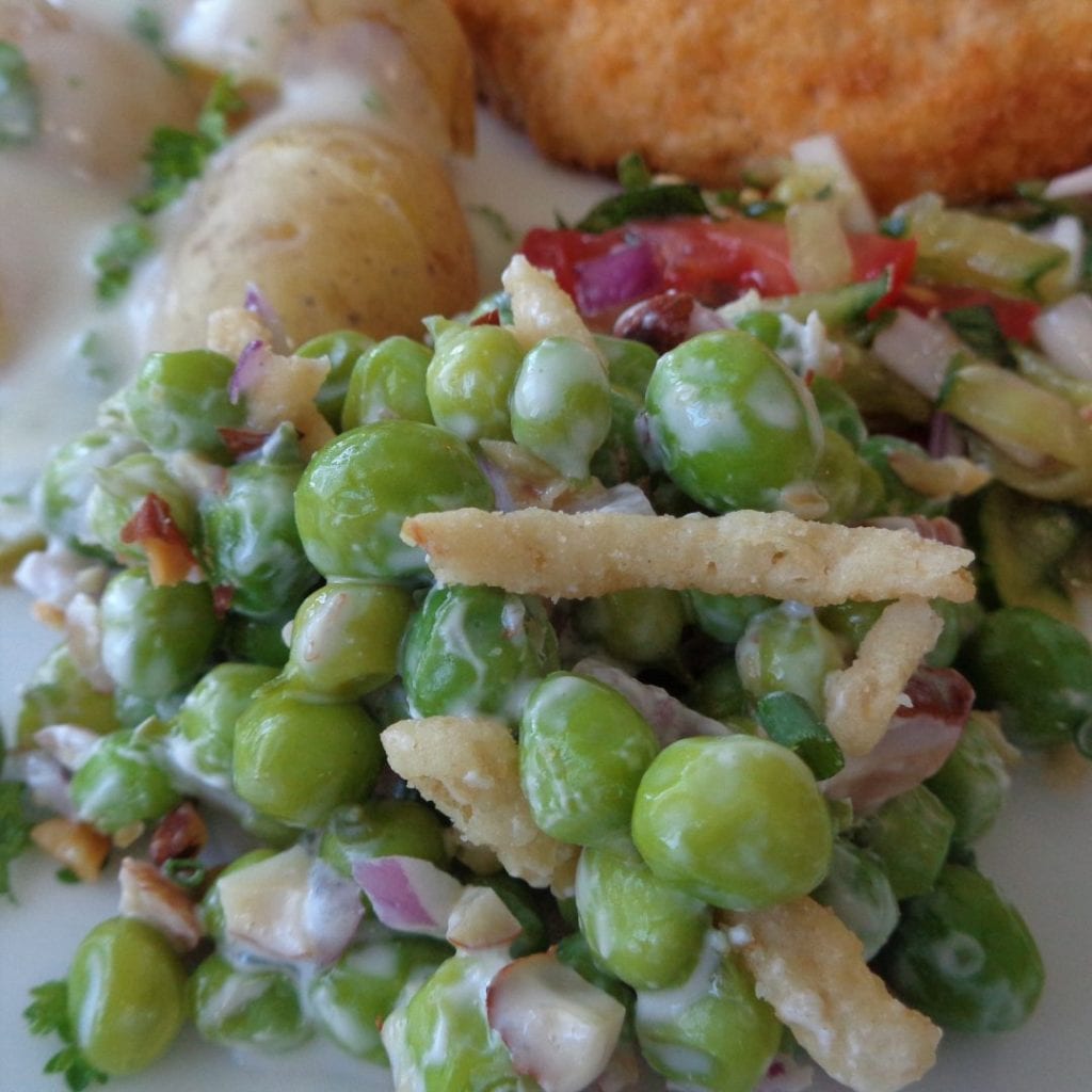 Fresh Pea Salad with Chives and Almonds from My Kitchen Wand