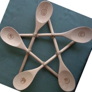 A set of five spoons with elemental icons from My Kitchen Wand