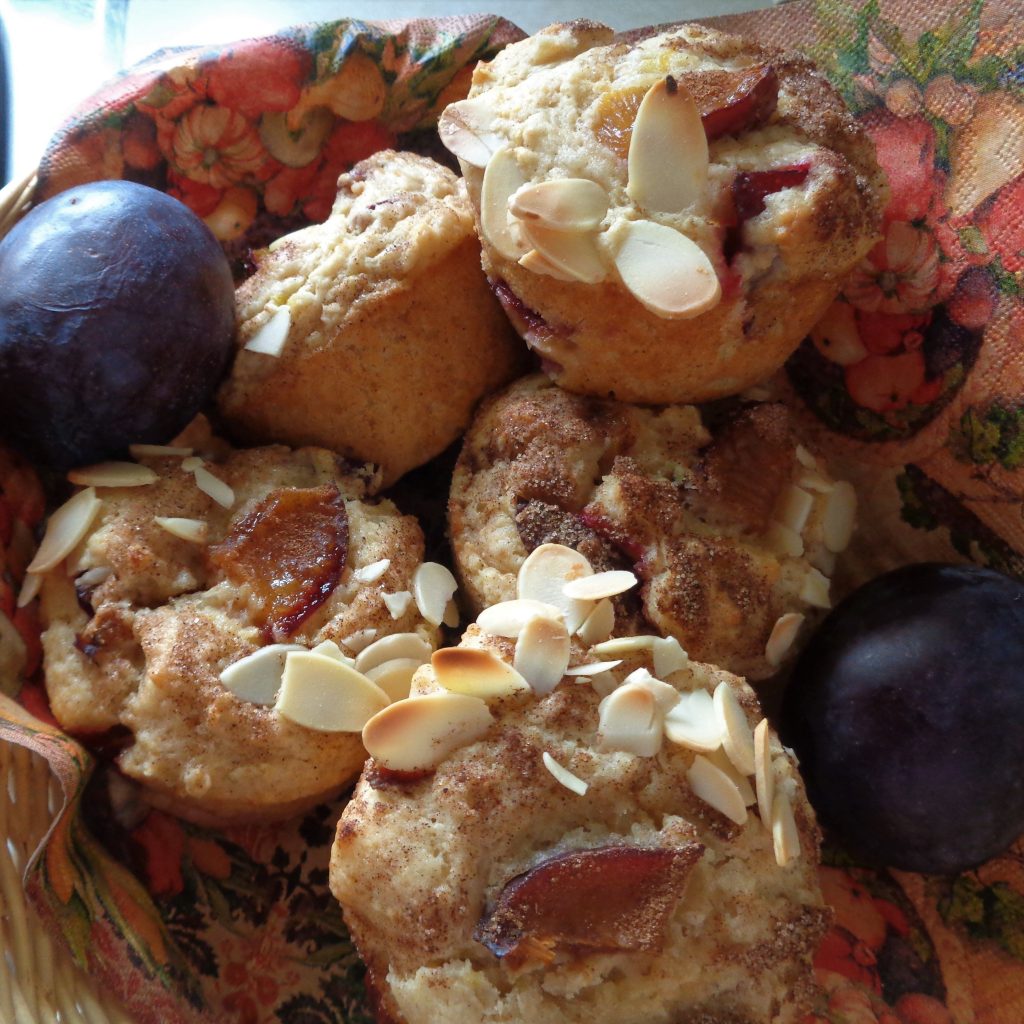 Cinnamon Plum Muffins with Yoghurt & Almonds from My Kitchen Wand