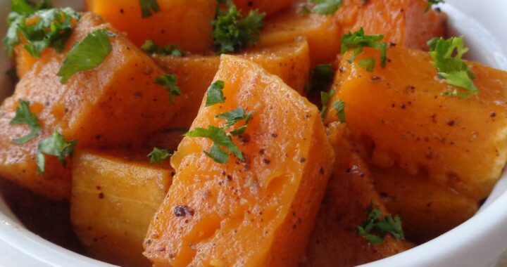 Butternut Squash with 5 spice, maple syrup, white pepper and parsley from My Kitchen Wand