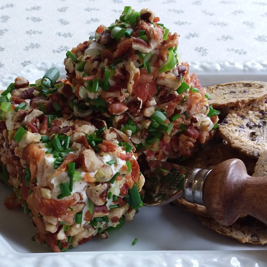 Bacon, Herbs & Pecan covered Cream Cheese from My Kitchen Wand